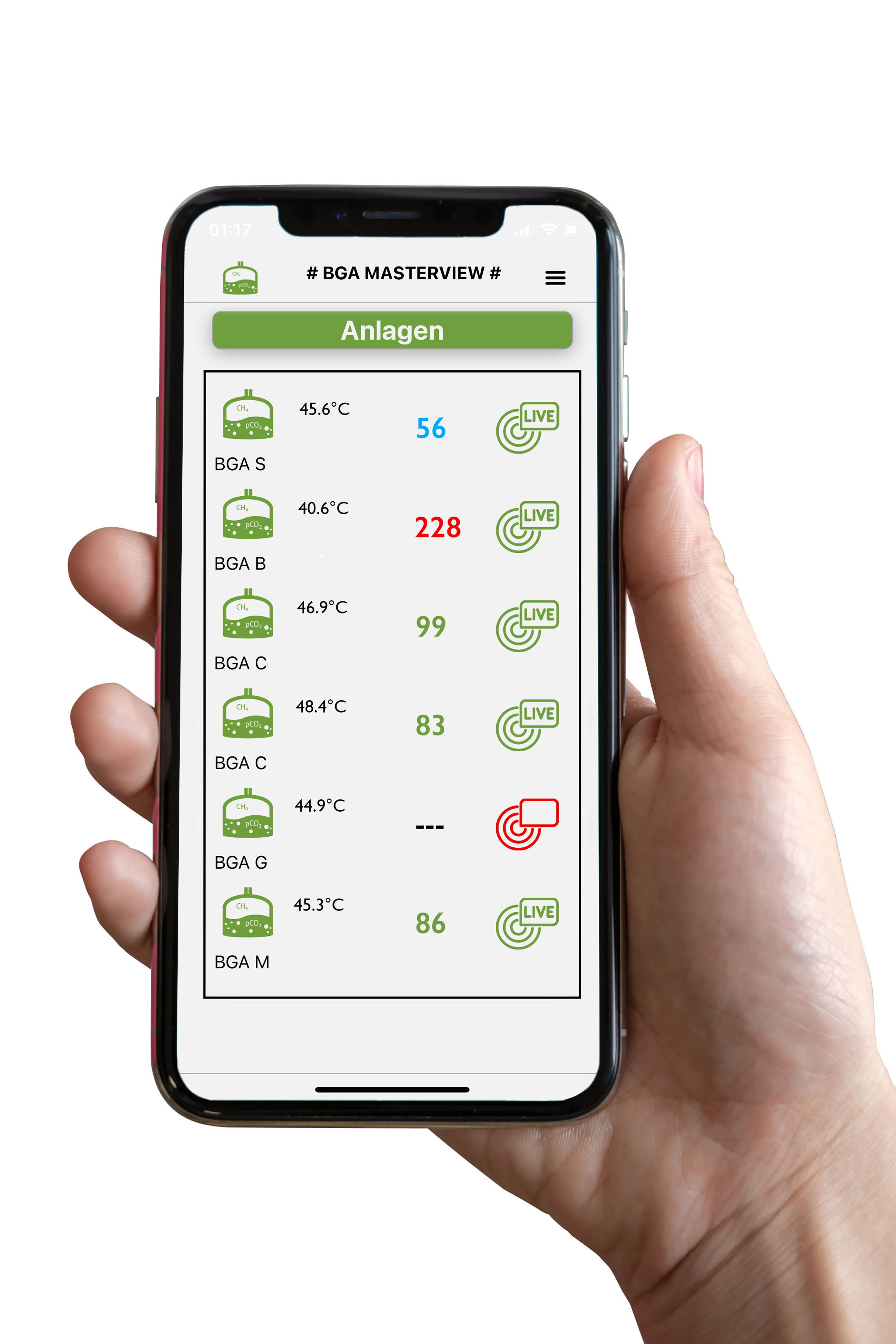 App Anlagenübersicht